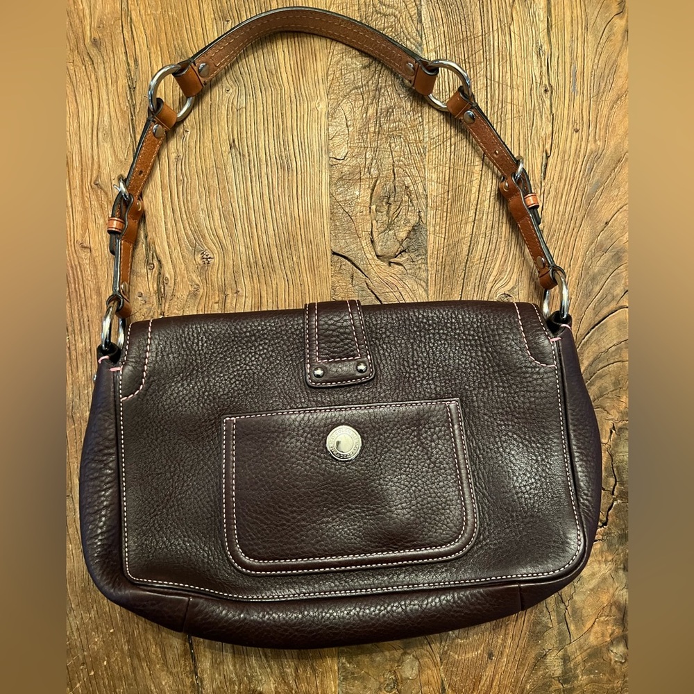 🌸Coach🌸pebble leather bag. Brown and pink stitching - Picture 13 of 16